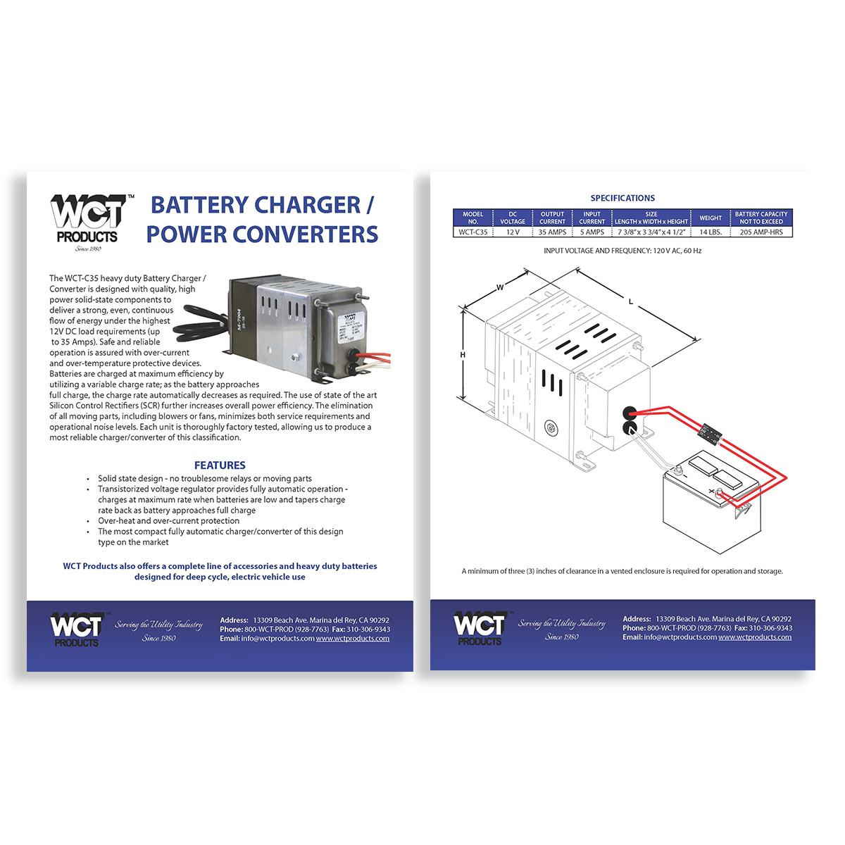 WCT-35CD Battery Charger Spec Sheet